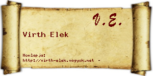 Virth Elek névjegykártya